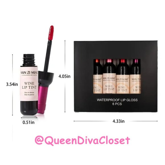 6 Wine Bottle Liquid Lipstick Set Matte & Velvet Finish Waterproof Lip Glosses - Picture 6 of 8